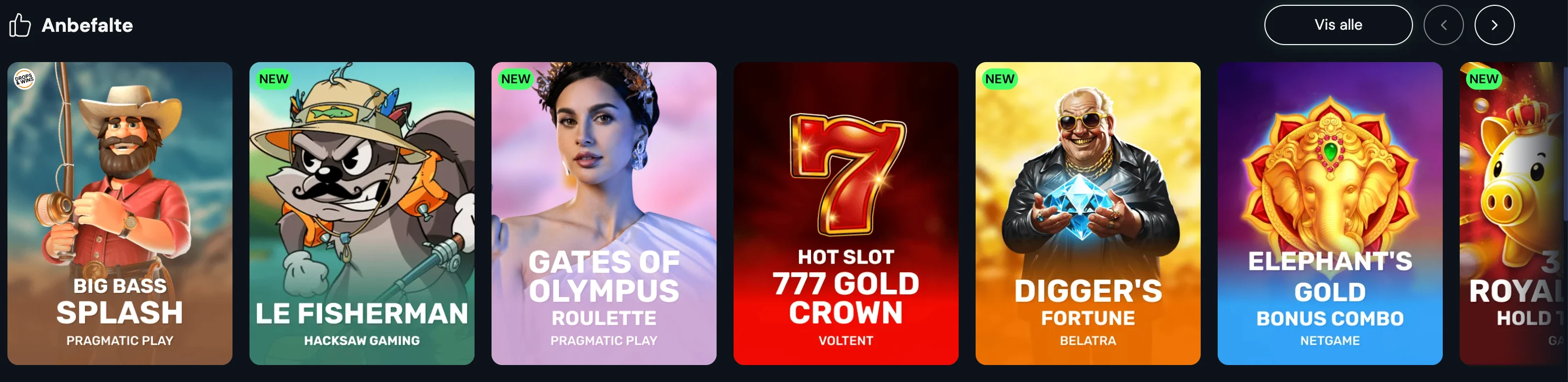 Spillutvalg hos Lucky Wins Casino